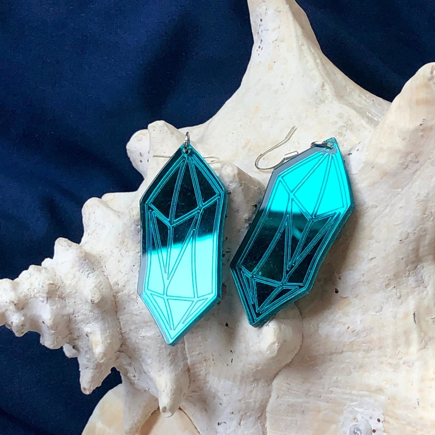 Apatite Crystal Mirror Acrylic Earrings - Driftless Enchantments