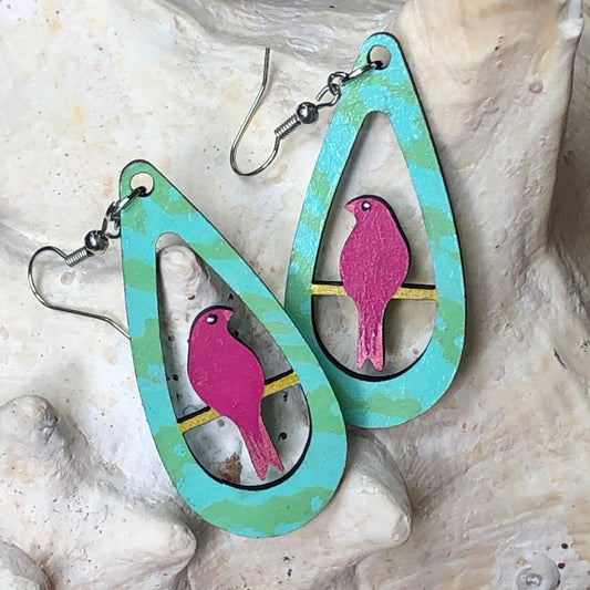 Breezy Baby - Hand-Painted Wood Earrings - Driftless Enchantments