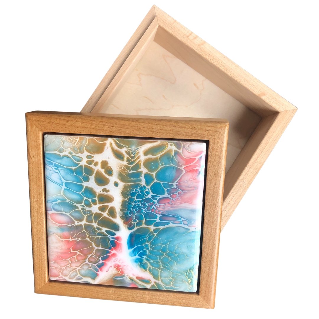 Coral Beach - Wooden Trinket Box - Driftless Enchantments