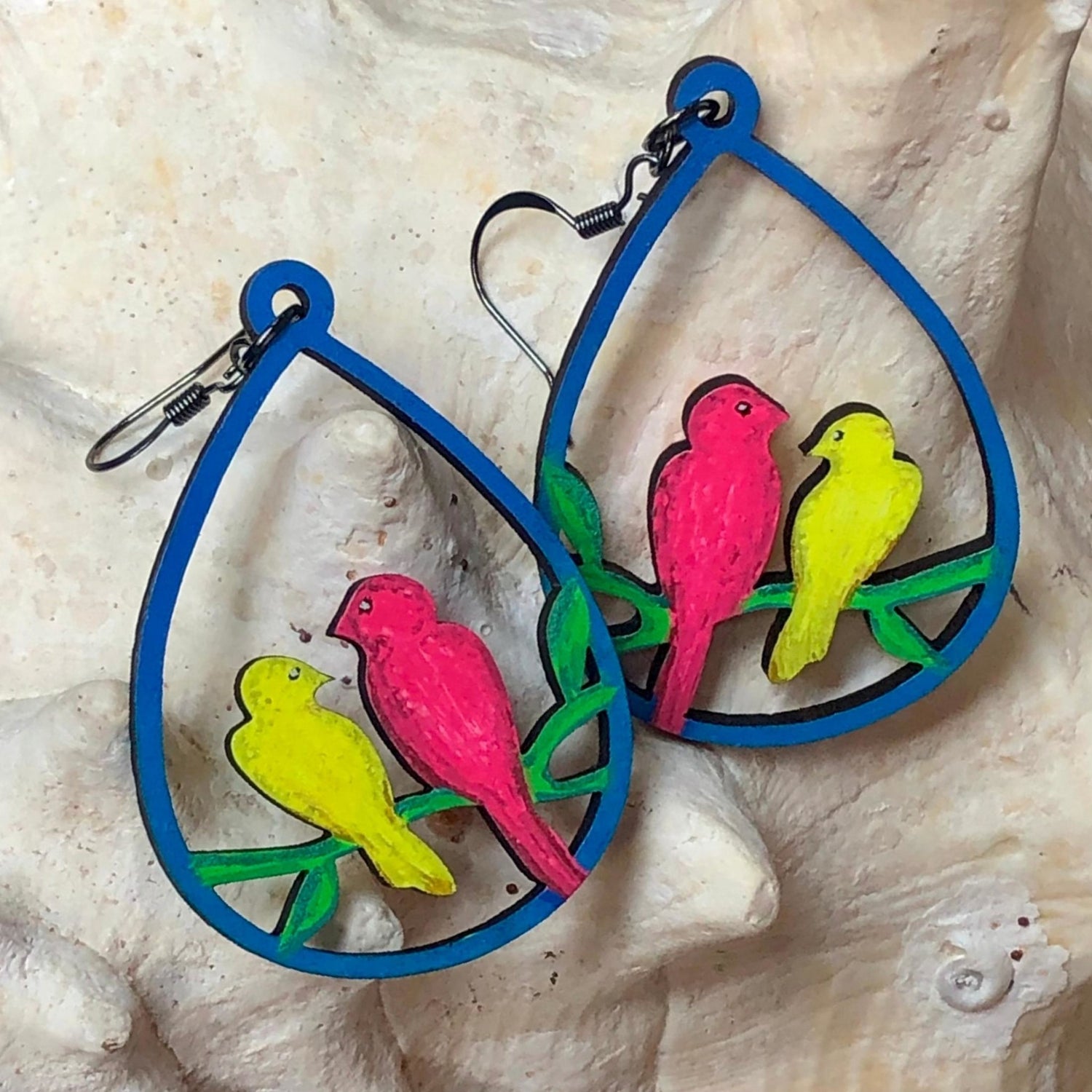 Date Night - Hand-Painted Wood Earrings - Driftless Enchantments