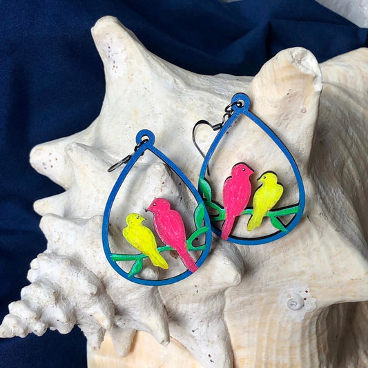 Date Night - Hand-Painted Wood Earrings - Driftless Enchantments