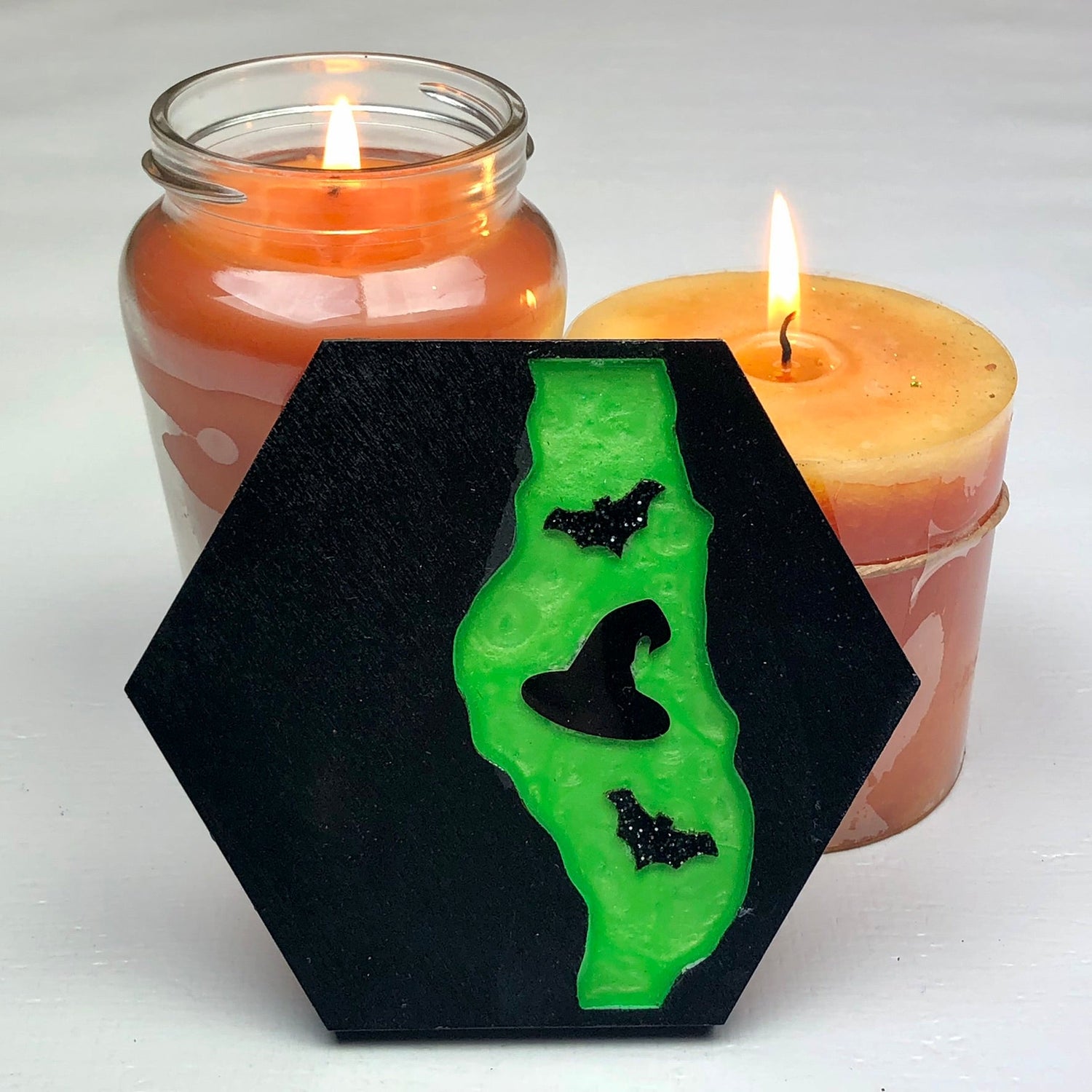Ectoplasm Witch - Wood & Resin Coaster - Driftless Enchantments