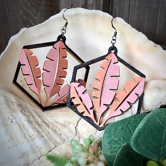 Musa - Rose Gold - Hand-Painted Wood Earrings
