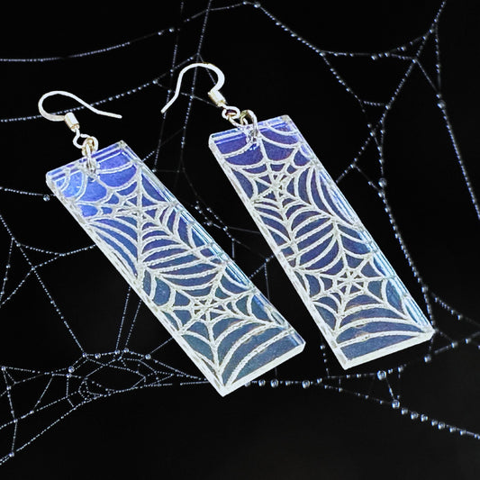 Iridescent Spiderweb Earrings - Driftless Enchantments