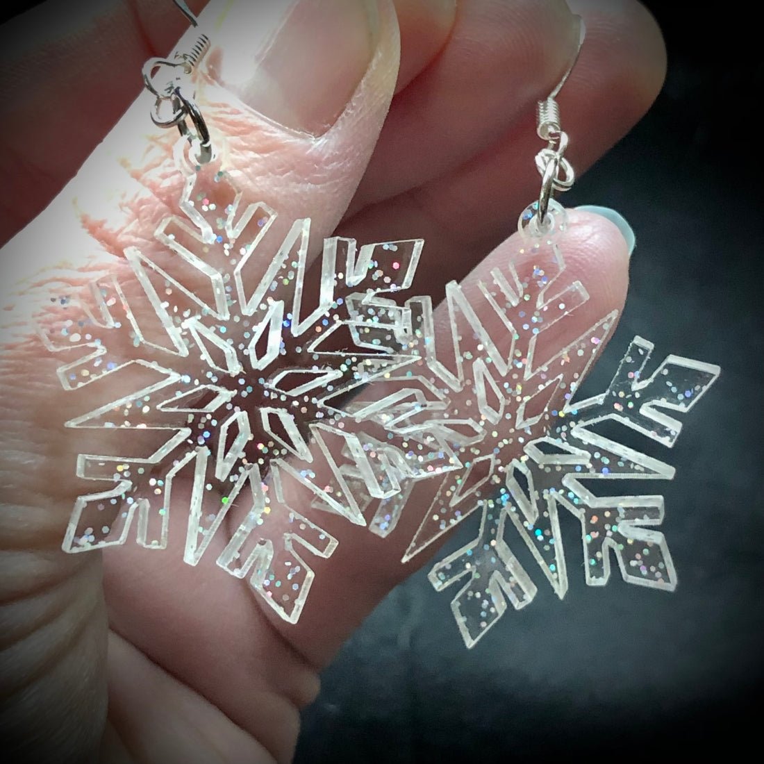 Magical Glitter Snowflake Earrings - Driftless Enchantments