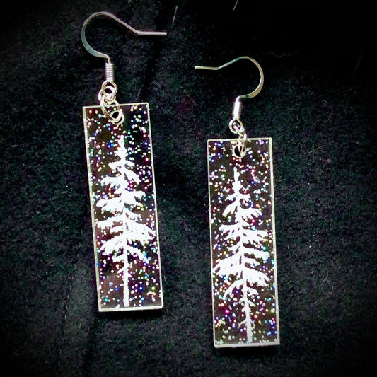 Magical Glitter Snowy Pine Earrings - Driftless Enchantments