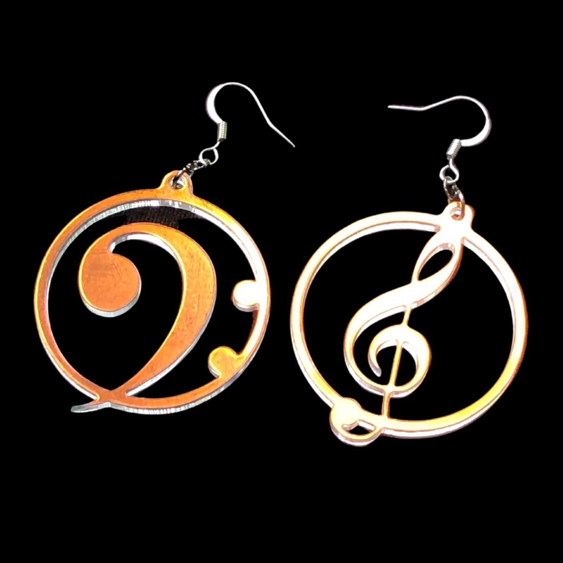 Music Lover's Treble and Bass Clef Earrings - Iridescent - Driftless Enchantments