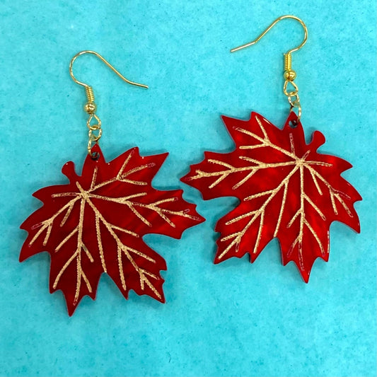 Oktoberfest Maple Leaf Earrings - Driftless Enchantments
