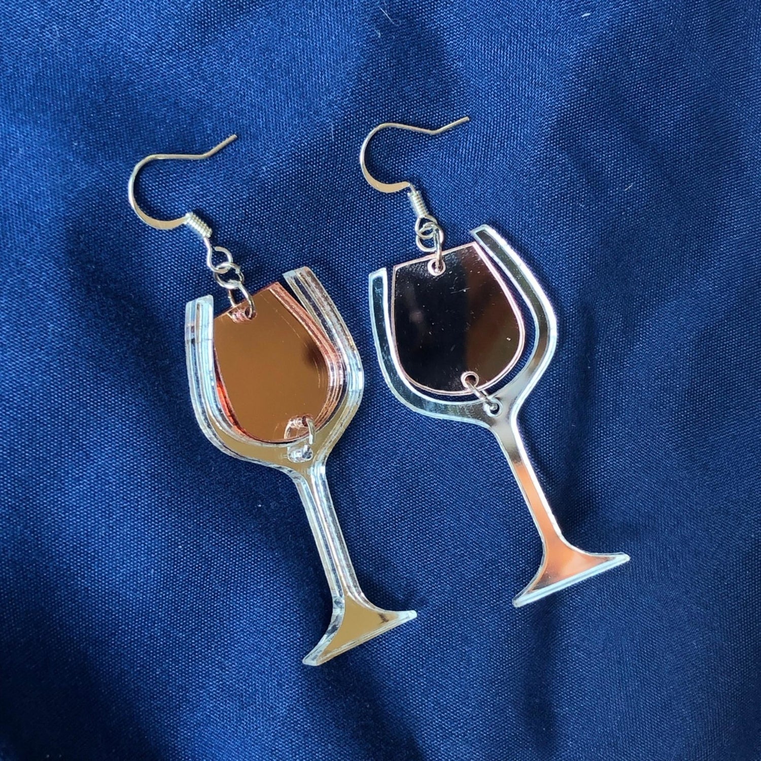 Rosé Wine Glass Earrings - Driftless Enchantments