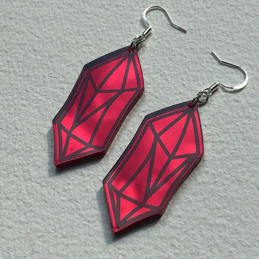 Ruby Crystal Mirror Acrylic Earrings - Driftless Enchantments