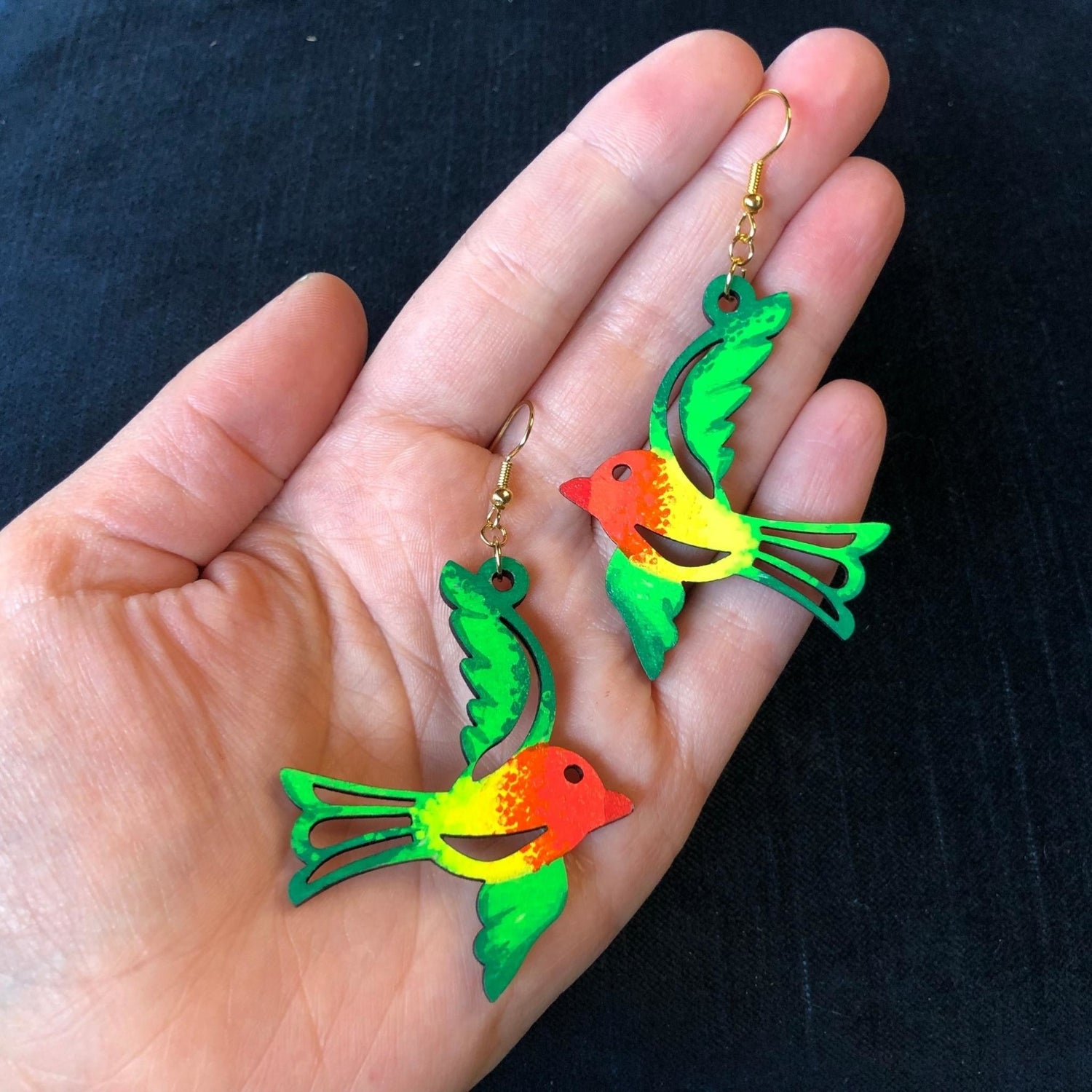 Skyrockets in Flight - Hand-Painted Wood Earrings - Driftless Enchantments