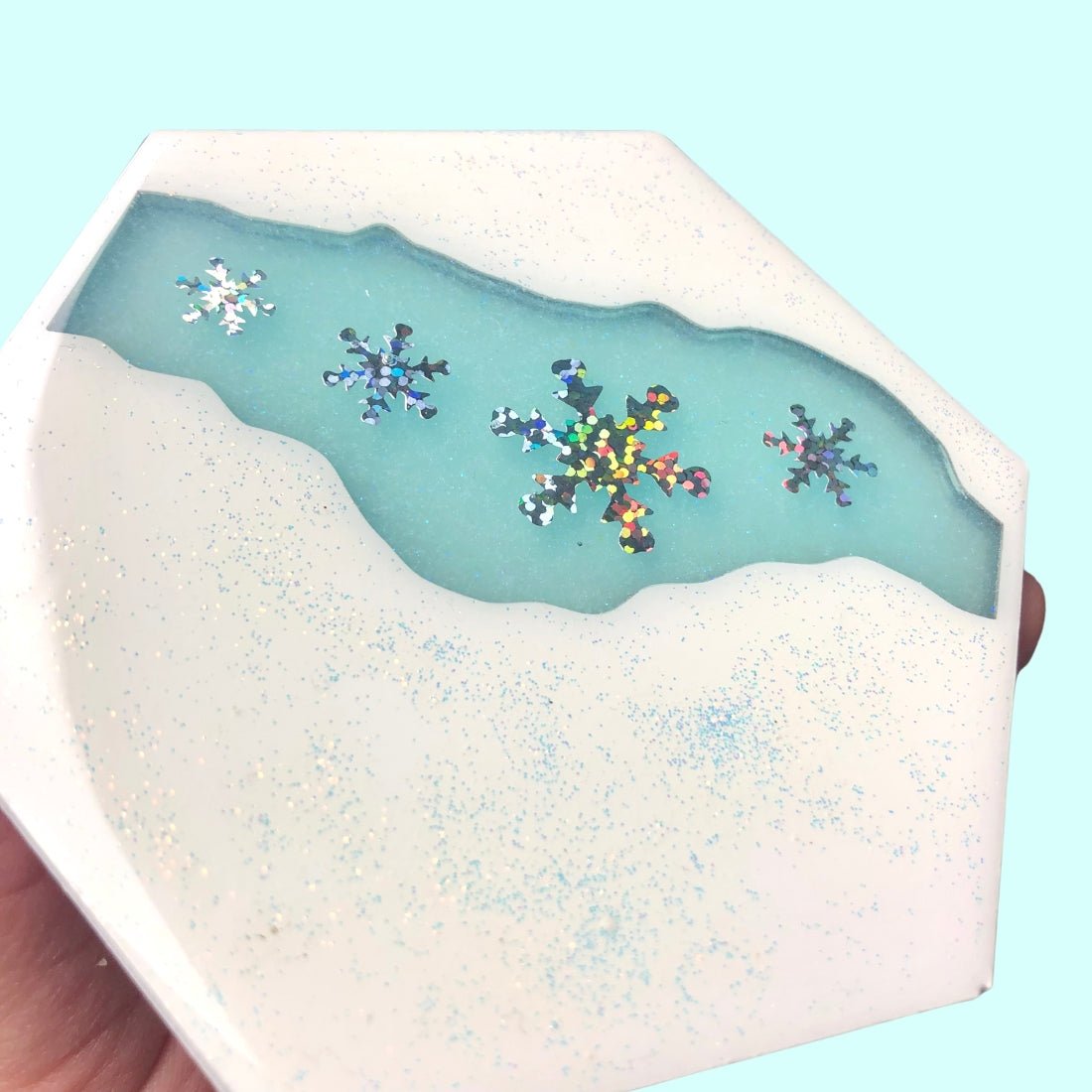 Sparkling Snow Wood & Resin Coasters - Driftless Enchantments
