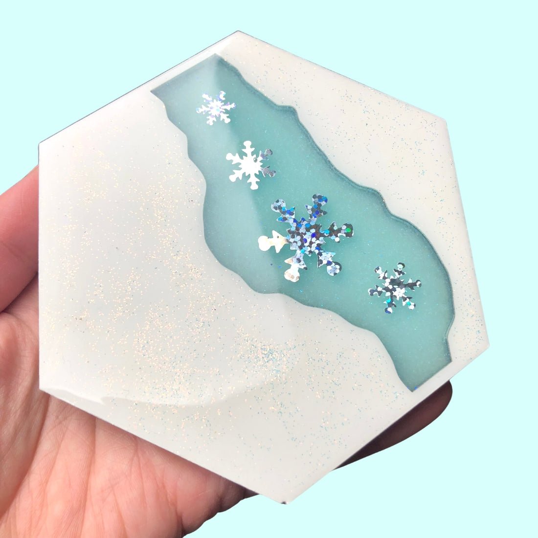 Sparkling Snow Wood & Resin Coasters - Driftless Enchantments