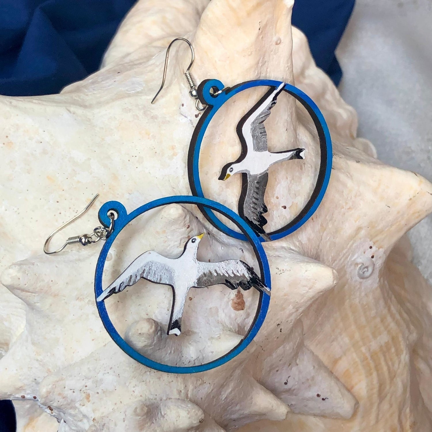 What a Gull - Hand-Painted Wood Earrings - Driftless Enchantments
